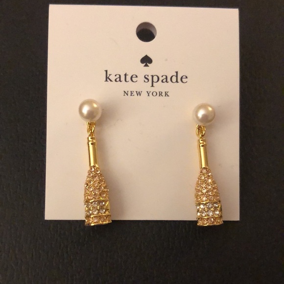 Kate Spade Winter Carnival Champagne Drop Earrings Crystal & Faux Pearl NWT - Picture 3 of 13